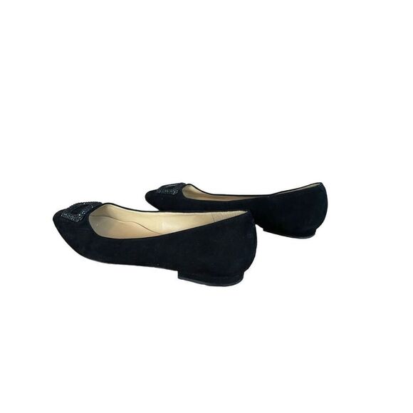 Talbots Womens Black Rhinestone Buckle Slip On Suede Flats Ballet Size 9 - Picture 6 of 8